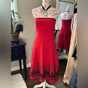 ✨Speechless Red Black Strapless Señorita Party Holiday Swing Dress 11 M